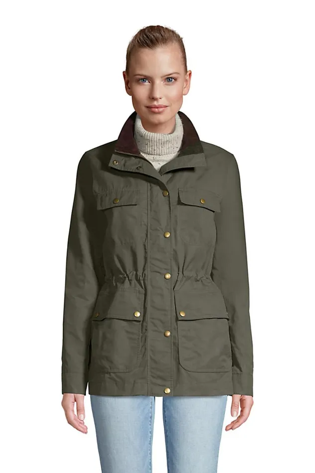 Lands039 End Coats and Jackets Women Water Resistant Waxed Cotton Utility Jacket Forest Moss Lands039 End Coats and Jackets Women Water Resistant Waxed Cotton Utility Jacket Forest Moss