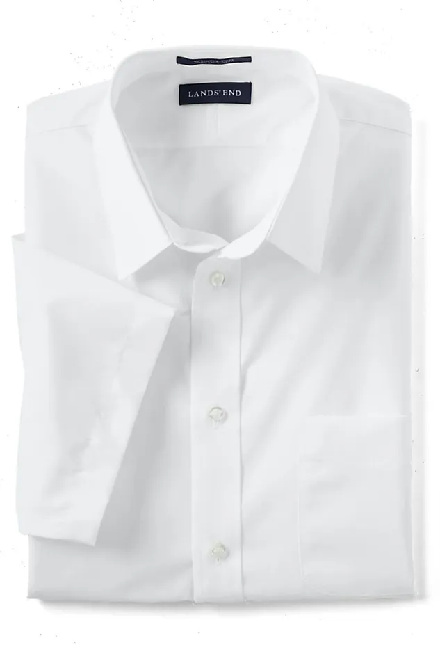 Lands039 End Dress Shirts Men Big Short Sleeve Straight Collar Broadcloth Shirt White Lands039 End Dress Shirts Men Big Short Sleeve Straight Collar Broadcloth Shirt White