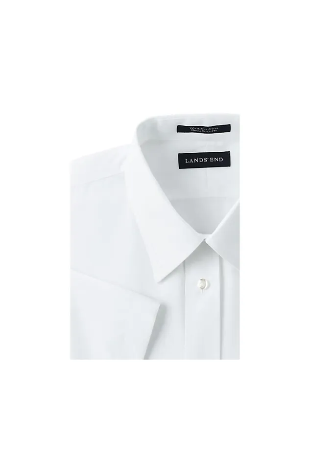 Lands039 End Dress Shirts Men Big Short Sleeve Straight Collar Broadcloth Shirt White Lands039 End Dress Shirts Men Big Short Sleeve Straight Collar Broadcloth Shirt White