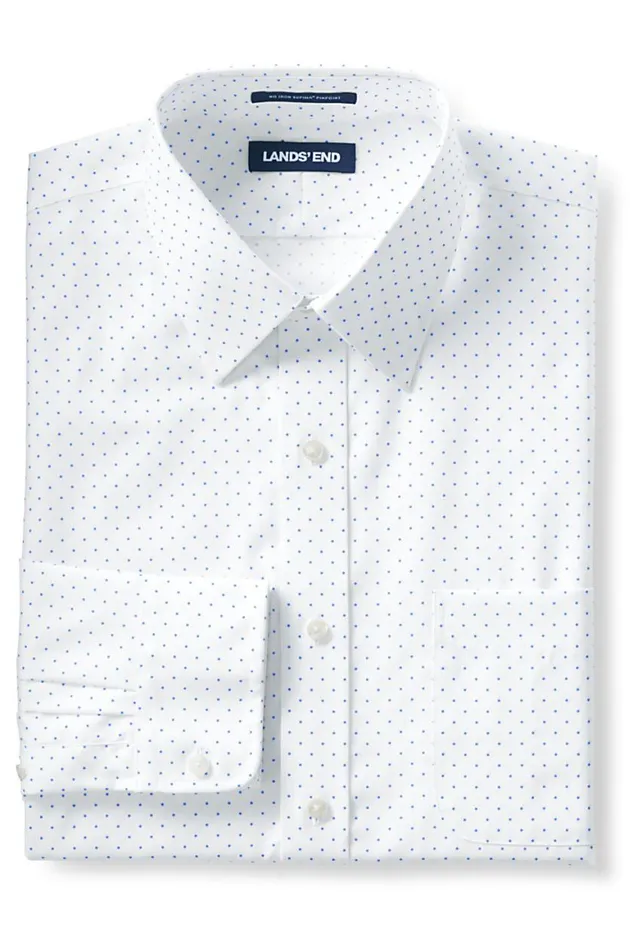 Lands039 End Dress Shirts Men Pattern No Iron Supima Pinpoint Straight Collar Dress Shirt White Churchill Dot Lands039 End Dress Shirts Men Pattern No Iron Supima Pinpoint Straight Collar Dress Shirt White Churchill Dot