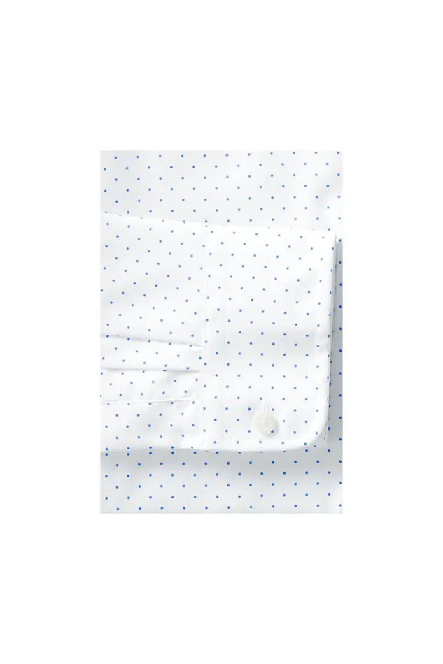 Lands039 End Dress Shirts Men Pattern No Iron Supima Pinpoint Straight Collar Dress Shirt White Churchill Dot