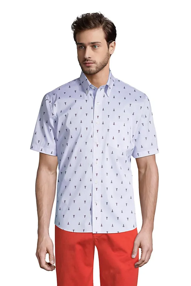 Lands039 End Dress Shirts Men Short Sleeve Traditional Fit Printed Comfort First With Coolmax Dress Shirt Lobsters Lands039 End Dress Shirts Men Short Sleeve Traditional Fit Printed Comfort First With Coolmax Dress Shirt Lobsters