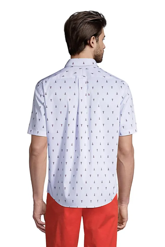Lands039 End Dress Shirts Men Short Sleeve Traditional Fit Printed Comfort First With Coolmax Dress Shirt Lobsters Lands039 End Dress Shirts Men Short Sleeve Traditional Fit Printed Comfort First With Coolmax Dress Shirt Lobsters