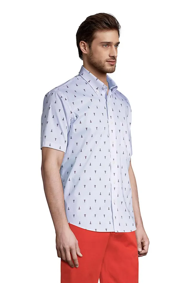 Lands039 End Dress Shirts Men Short Sleeve Traditional Fit Printed Comfort First With Coolmax Dress Shirt Lobsters Lands039 End Dress Shirts Men Short Sleeve Traditional Fit Printed Comfort First With Coolmax Dress Shirt Lobsters