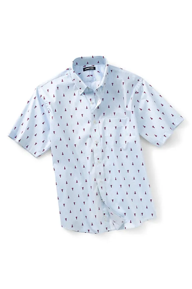 Lands039 End Dress Shirts Men Short Sleeve Traditional Fit Printed Comfort First With Coolmax Dress Shirt Lobsters Lands039 End Dress Shirts Men Short Sleeve Traditional Fit Printed Comfort First With Coolmax Dress Shirt Lobsters