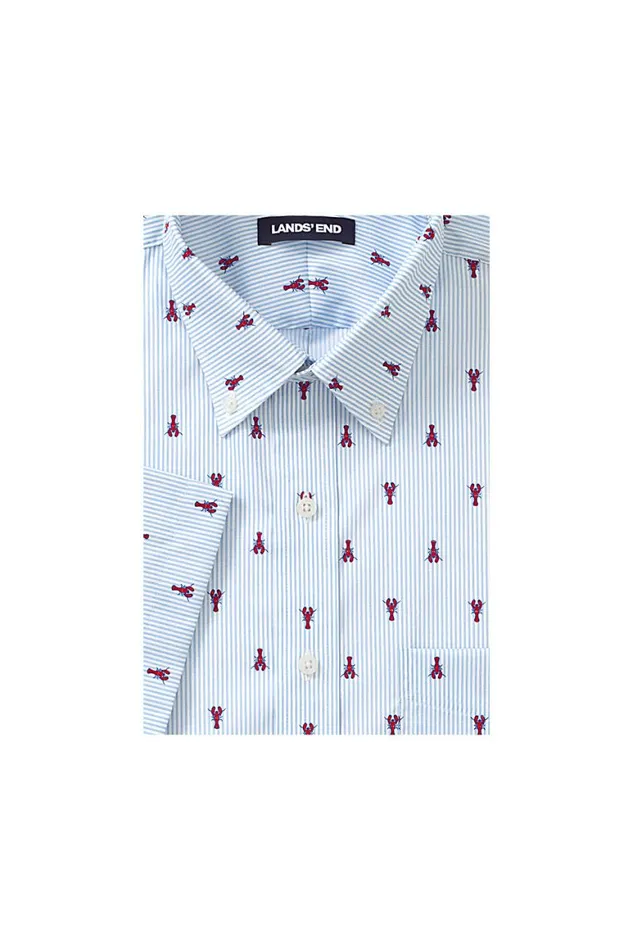 Lands039 End Dress Shirts Men Short Sleeve Traditional Fit Printed Comfort First With Coolmax Dress Shirt Lobsters Lands039 End Dress Shirts Men Short Sleeve Traditional Fit Printed Comfort First With Coolmax Dress Shirt Lobsters