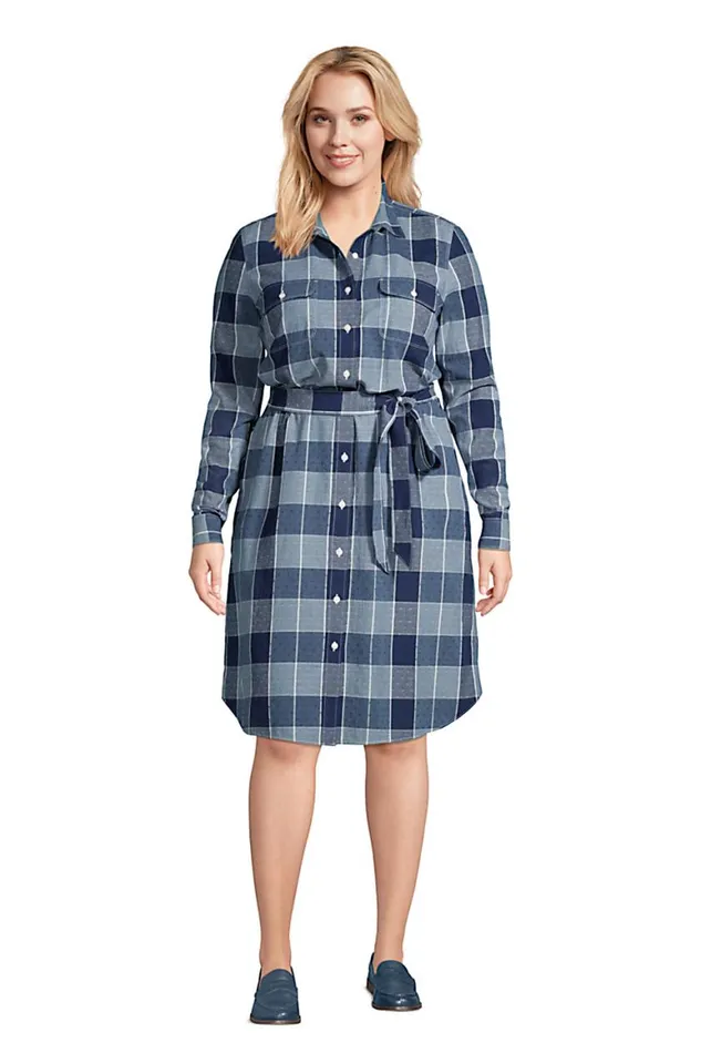 Lands039 End Dresses Women Plus Size Cotton Dobby Button Front Long Sleeve Dress Indigo Dobby Lands039 End Dresses Women Plus Size Cotton Dobby Button Front Long Sleeve Dress Indigo Dobby