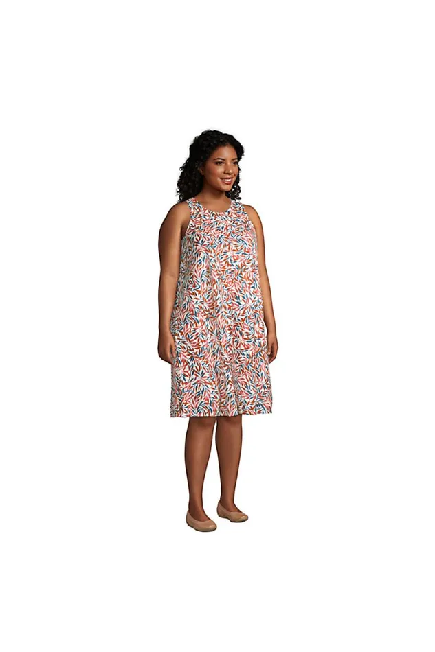 Lands039 End Dresses Women Plus Size Sleeveless Linen Swing Dress Deep Sea Navy Stripe Lands039 End Dresses Women Plus Size Sleeveless Linen Swing Dress Deep Sea Navy Stripe