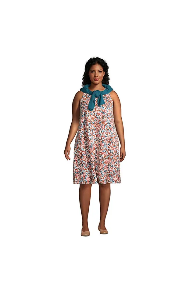 Lands039 End Dresses Women Plus Size Sleeveless Linen Swing Dress Deep Sea Navy Stripe Lands039 End Dresses Women Plus Size Sleeveless Linen Swing Dress Deep Sea Navy Stripe
