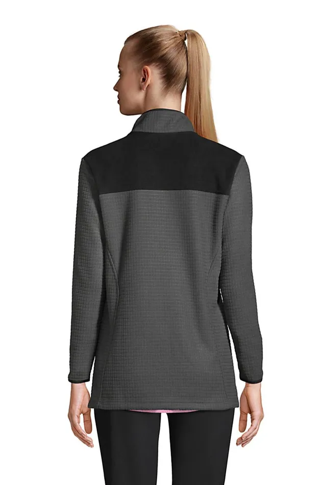 Lands039 End Fleece Women Grid Fleece Jacket Charcoal