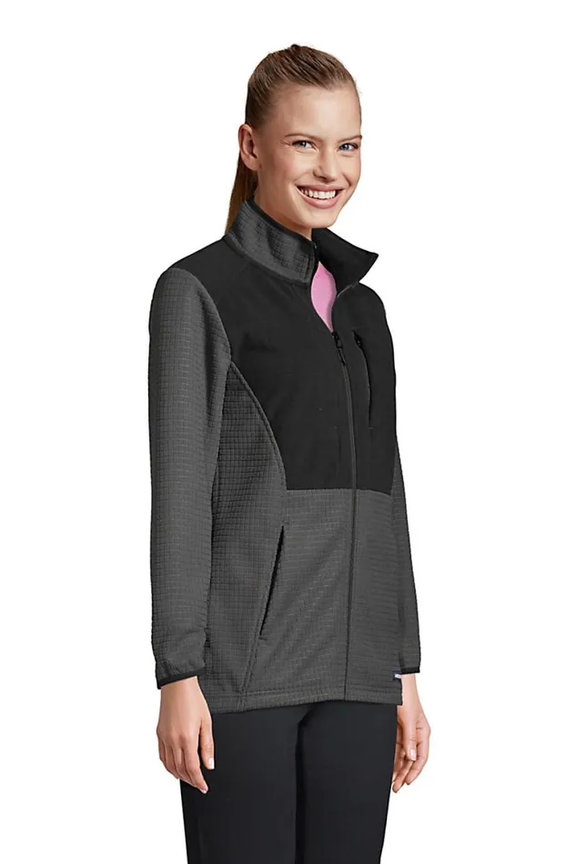 Lands039 End Fleece Women Grid Fleece Jacket Charcoal