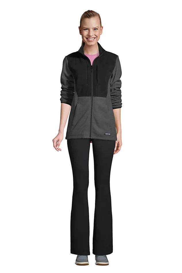 Lands039 End Fleece Women Grid Fleece Jacket Charcoal