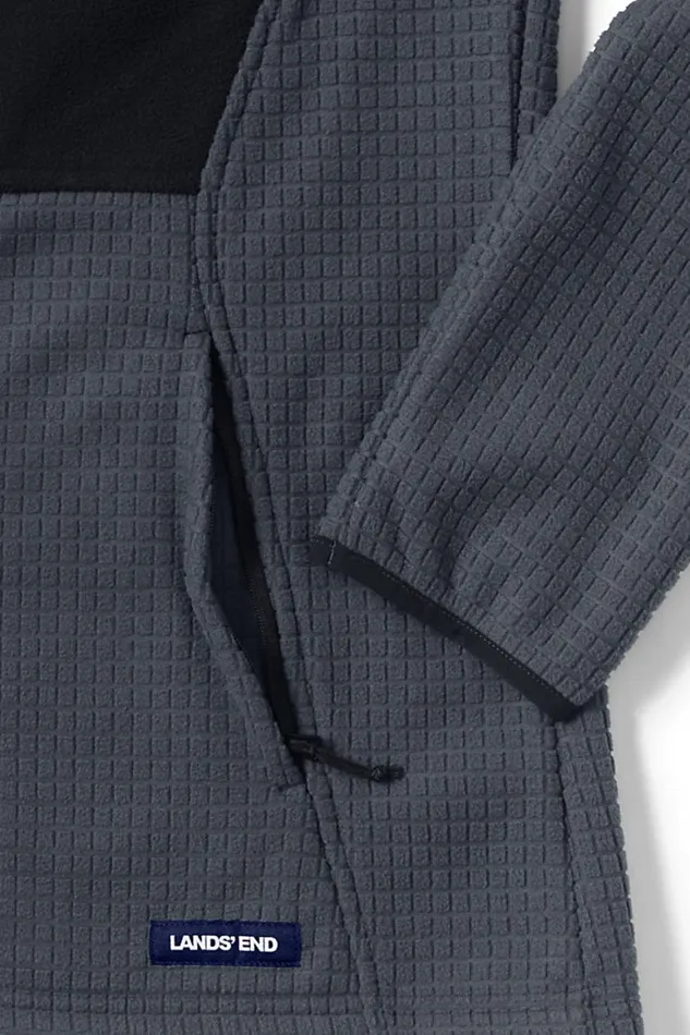 Lands039 End Fleece Women Grid Fleece Jacket Charcoal