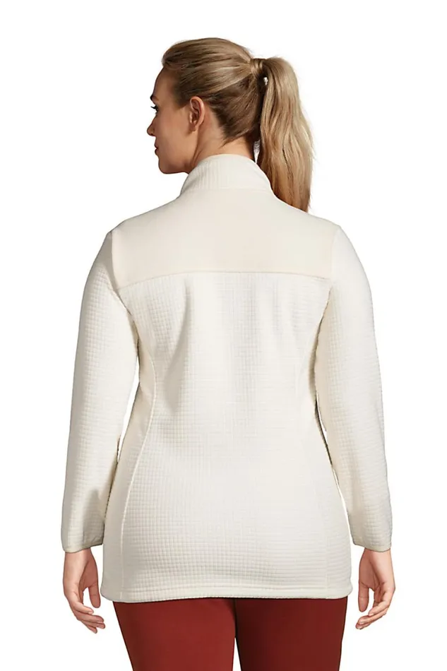Lands039 End Fleece Women Plus Size Grid Fleece Jacket Ivory