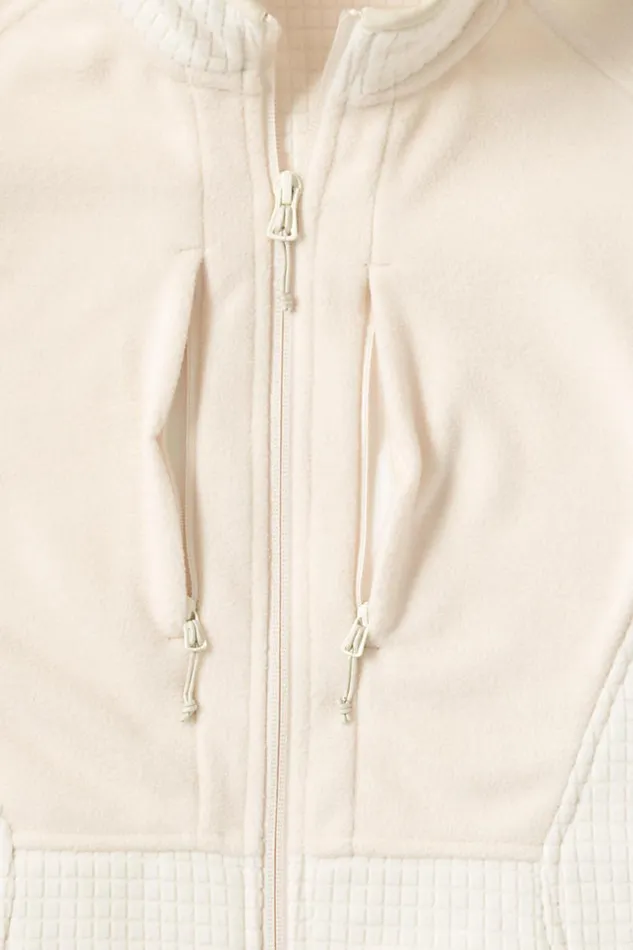 Lands039 End Fleece Women Plus Size Grid Fleece Jacket Ivory