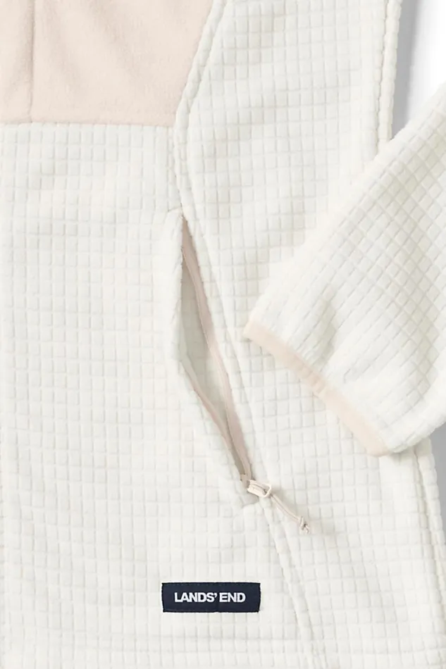 Lands039 End Fleece Women Plus Size Grid Fleece Jacket Ivory