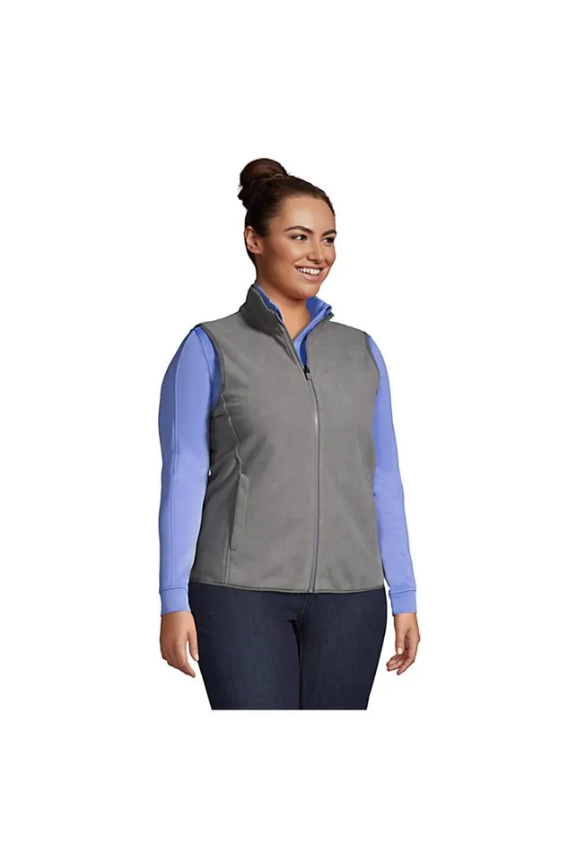 Lands039 End Fleece Women Plus Size Marinac Fleece Vest Arctic Gray