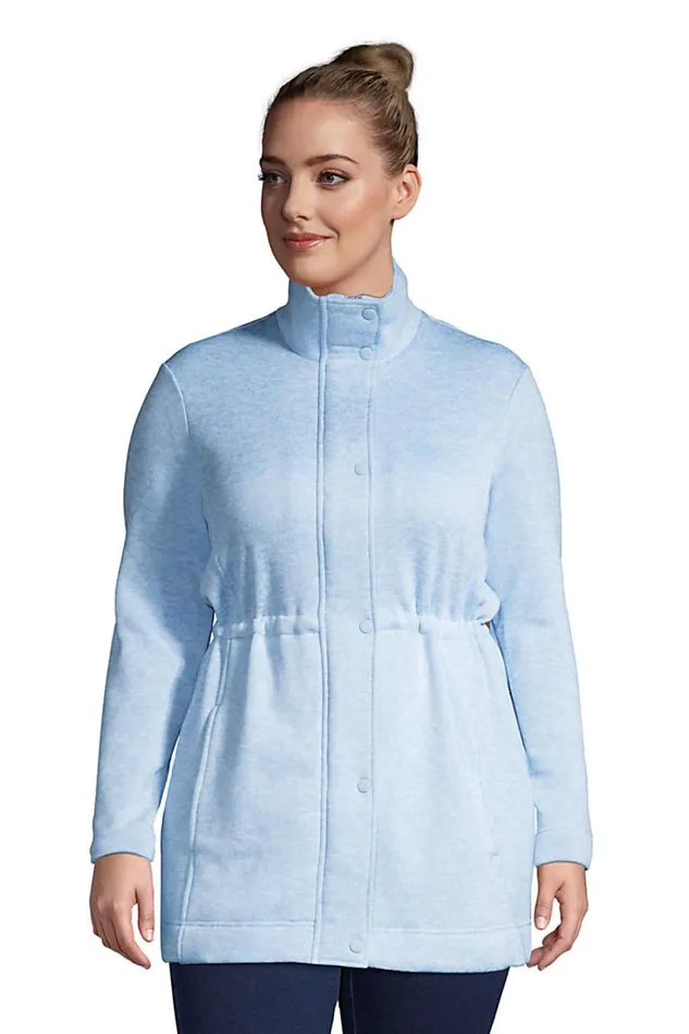 Lands039 End Fleece Women Plus Size Sweater Fleece Long Coat Soft Sky Heather Lands039 End Fleece Women Plus Size Sweater Fleece Long Coat Soft Sky Heather