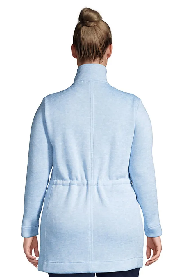 Lands039 End Fleece Women Plus Size Sweater Fleece Long Coat Soft Sky Heather Lands039 End Fleece Women Plus Size Sweater Fleece Long Coat Soft Sky Heather