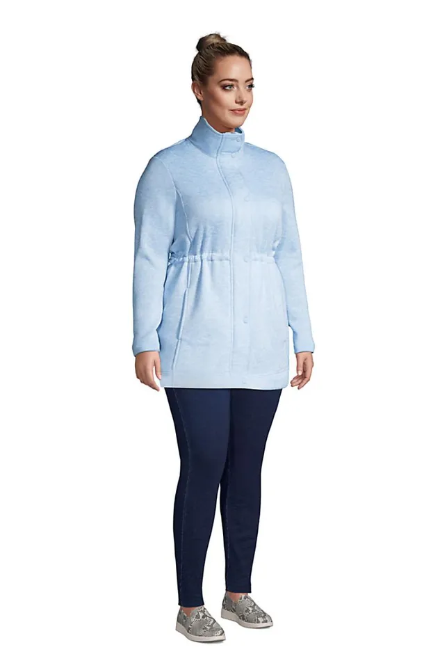 Lands039 End Fleece Women Plus Size Sweater Fleece Long Coat Soft Sky Heather Lands039 End Fleece Women Plus Size Sweater Fleece Long Coat Soft Sky Heather