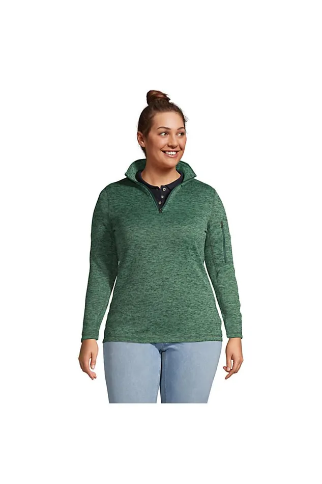 Lands039 End Fleece Women Plus Size Sweater Fleece Quarter Zip Pullover Deep Woodland Green Heather Lands039 End Fleece Women Plus Size Sweater Fleece Quarter Zip Pullover Deep Woodland Green Heather