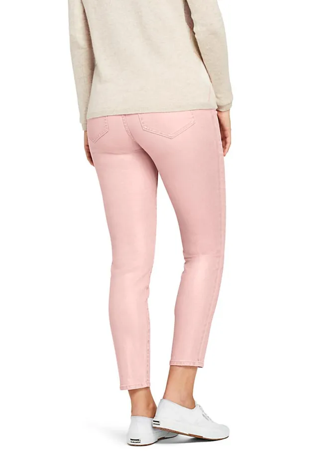 Lands039 End Jeans Women High Rise Slim Straight Leg Ankle Jeans Shimmer Foil Cameo