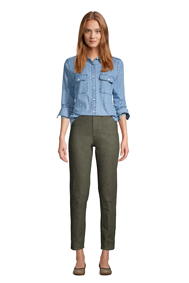 Lands039 End Jeans Women High Rise Straight Leg Ankle Jeans Washed Moss Lands039 End Jeans Women High Rise Straight Leg Ankle Jeans Washed Moss