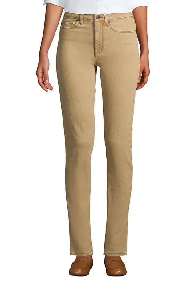 Lands039 End Jeans Women Mid Rise Straight Leg Jeans Color Washed Cumin