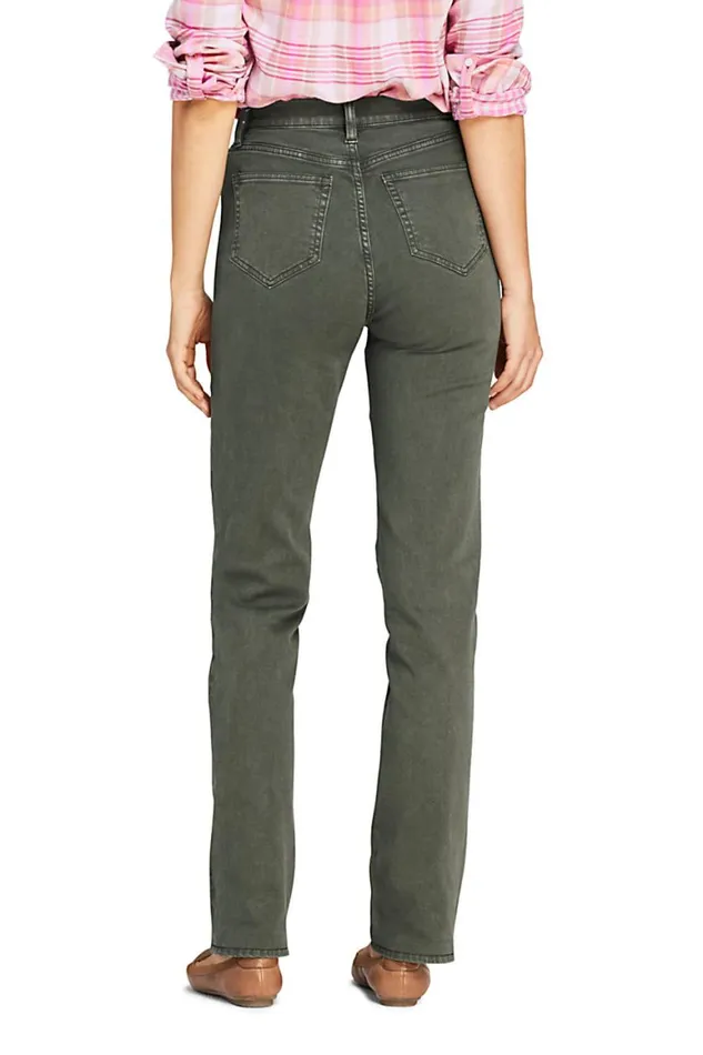 Lands039 End Jeans Women Petite High Rise Straight Leg Colorful Jeans Dark Olive Green
