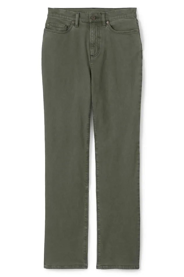 Lands039 End Jeans Women Petite High Rise Straight Leg Colorful Jeans Dark Olive Green