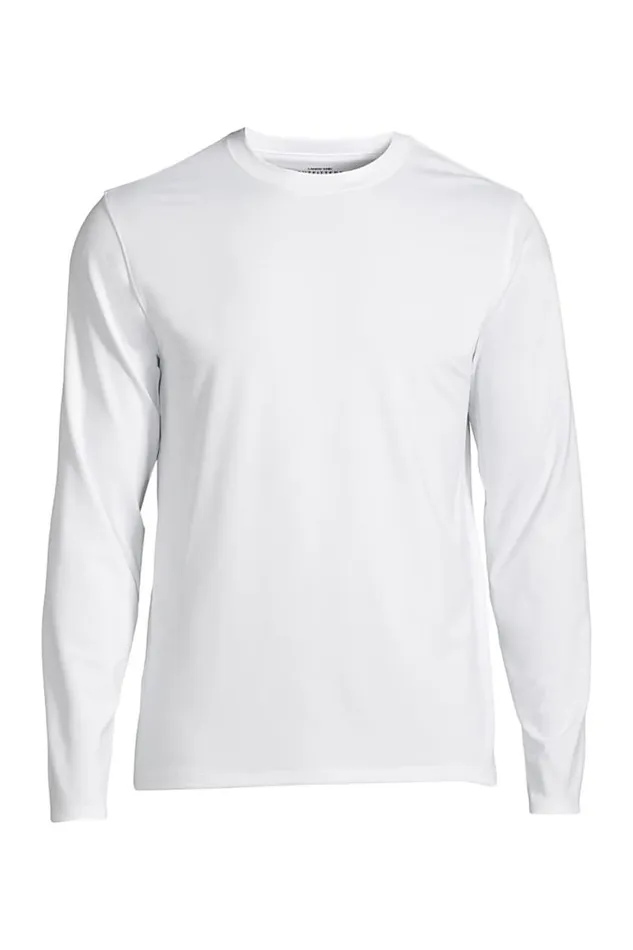 Lands039 End Knit Tops and Tees Men Big Long Sleeve Active Tshirt White