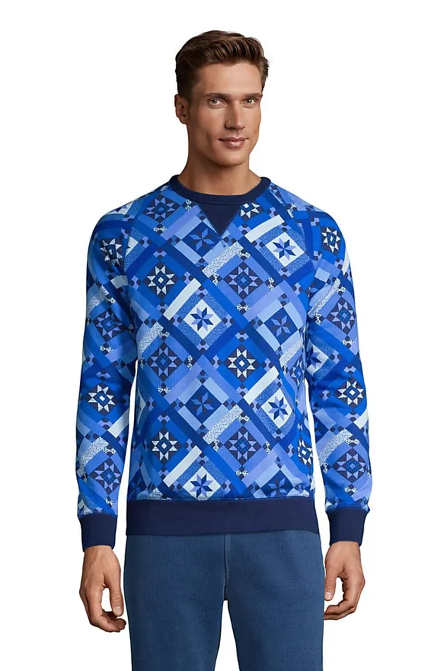 Lands039 End Knit Tops and Tees Men Serious Sweats French Terry Crewneck Sweatshirt Navy Prosperity Quilt Lands039 End Knit Tops and Tees Men Serious Sweats French Terry Crewneck Sweatshirt Navy Prosperity Quilt