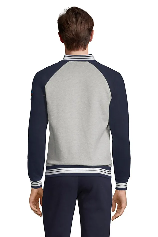 Lands039 End Knit Tops and Tees Men Serious Sweats Varsity Full Zip Bomber Navy Lands039 End Knit Tops and Tees Men Serious Sweats Varsity Full Zip Bomber Navy