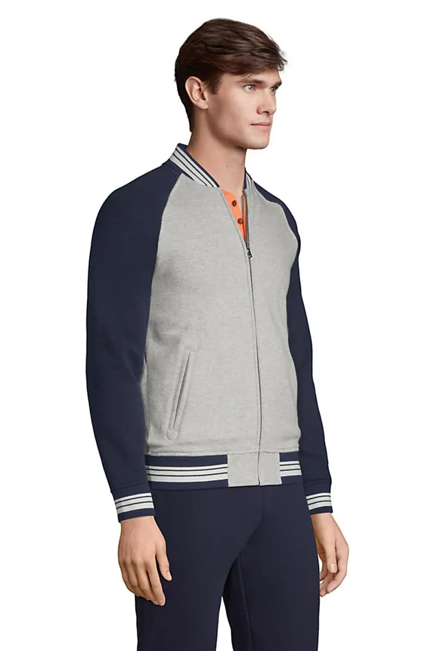 Lands039 End Knit Tops and Tees Men Serious Sweats Varsity Full Zip Bomber Navy Lands039 End Knit Tops and Tees Men Serious Sweats Varsity Full Zip Bomber Navy