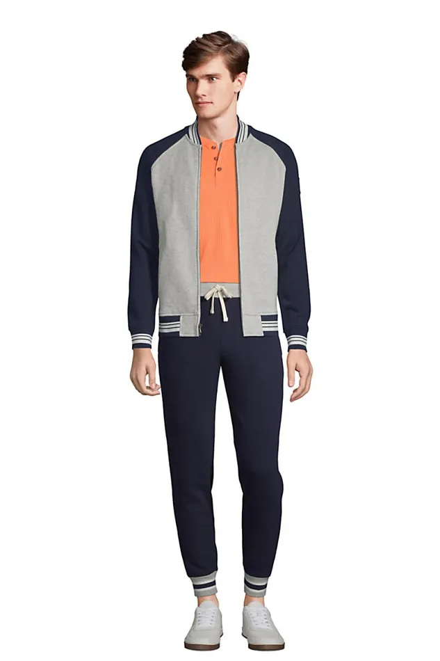 Lands039 End Knit Tops and Tees Men Serious Sweats Varsity Full Zip Bomber Navy Lands039 End Knit Tops and Tees Men Serious Sweats Varsity Full Zip Bomber Navy