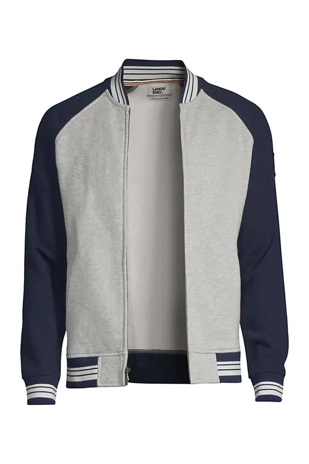 Lands039 End Knit Tops and Tees Men Serious Sweats Varsity Full Zip Bomber Navy Lands039 End Knit Tops and Tees Men Serious Sweats Varsity Full Zip Bomber Navy