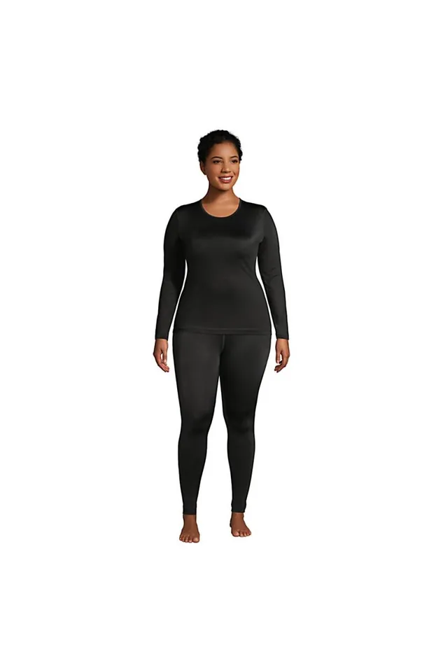 Lands039 End Long Underwear Women Plus Size Thermaskin Heat Thermal Pants Long Underwear Base Layer Leggings Black