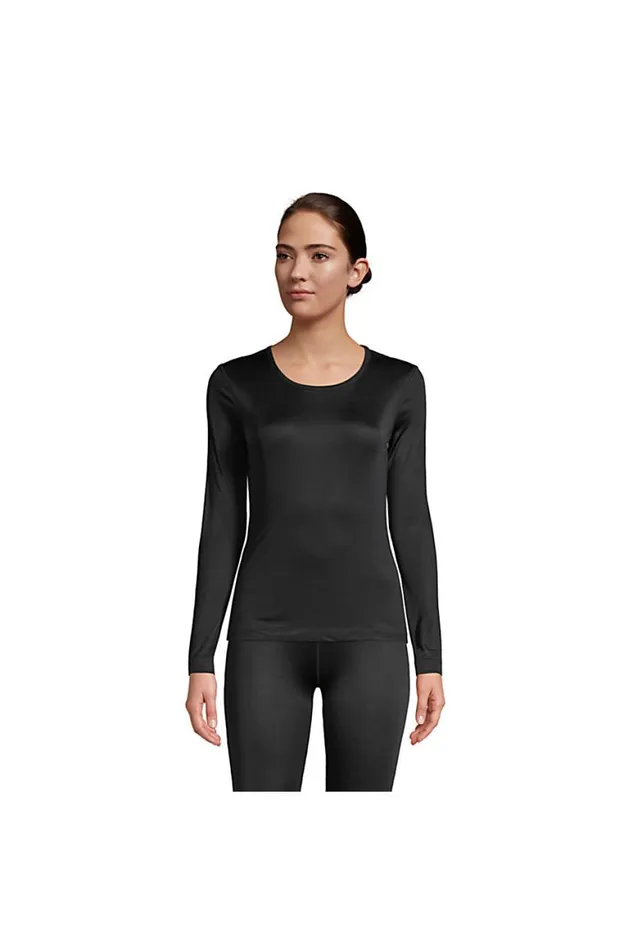 Lands039 End Long Underwear Women Silk Interlock Thermal Long Underwear Top Base Layer Crewneck Shirt Black Lands039 End Long Underwear Women Silk Interlock Thermal Long Underwear Top Base Layer Crewneck Shirt Black