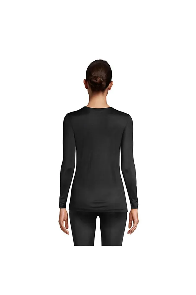 Lands039 End Long Underwear Women Silk Interlock Thermal Long Underwear Top Base Layer Crewneck Shirt Black Lands039 End Long Underwear Women Silk Interlock Thermal Long Underwear Top Base Layer Crewneck Shirt Black