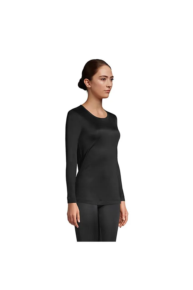 Lands039 End Long Underwear Women Silk Interlock Thermal Long Underwear Top Base Layer Crewneck Shirt Black Lands039 End Long Underwear Women Silk Interlock Thermal Long Underwear Top Base Layer Crewneck Shirt Black