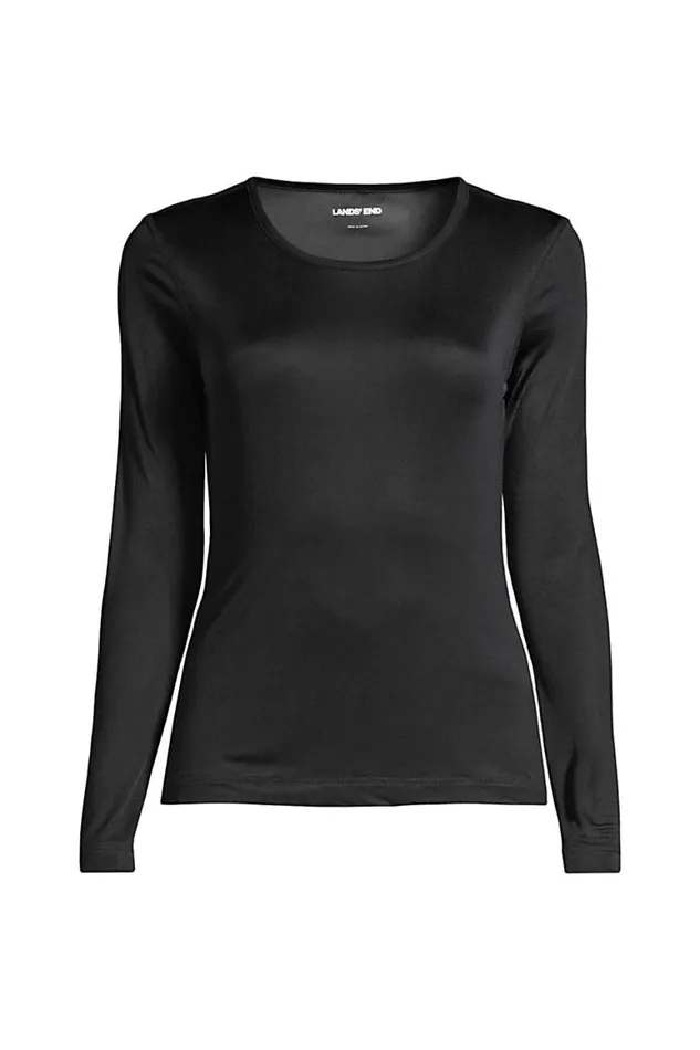 Lands039 End Long Underwear Women Silk Interlock Thermal Long Underwear Top Base Layer Crewneck Shirt Black Lands039 End Long Underwear Women Silk Interlock Thermal Long Underwear Top Base Layer Crewneck Shirt Black