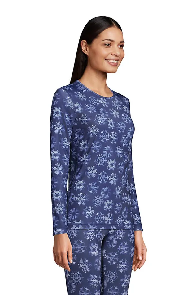 Lands039 End Long Underwear Women Thermaskin Heat Thermal Top Base Layer Long Underwear Crewneck Shirt Deep Sea Navy Snowflake Lands039 End Long Underwear Women Thermaskin Heat Thermal Top Base Layer Long Underwear Crewneck Shirt Deep Sea Navy Snowflake