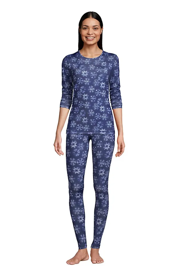 Lands039 End Long Underwear Women Thermaskin Heat Thermal Top Base Layer Long Underwear Crewneck Shirt Deep Sea Navy Snowflake Lands039 End Long Underwear Women Thermaskin Heat Thermal Top Base Layer Long Underwear Crewneck Shirt Deep Sea Navy Snowflake