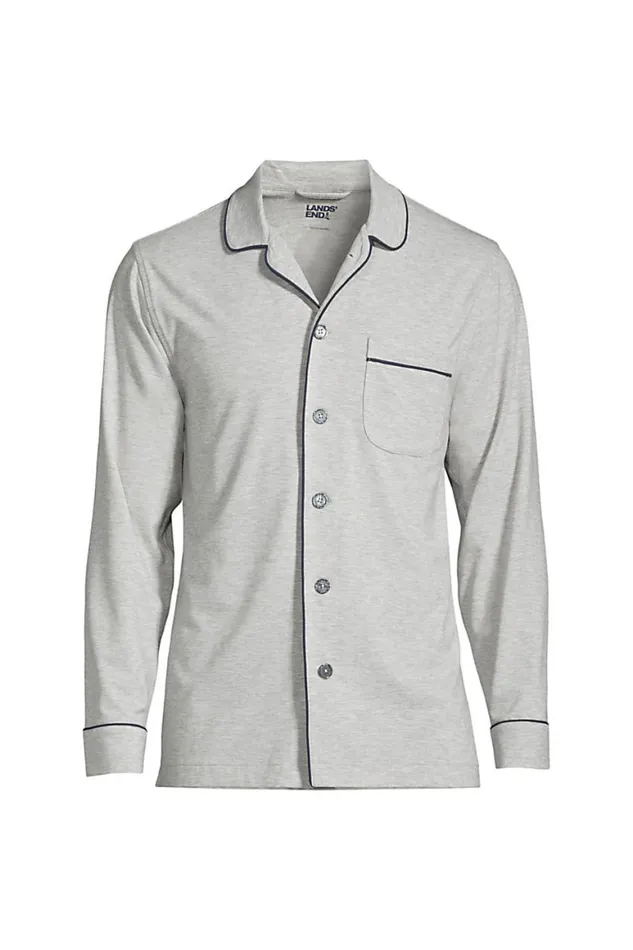 Lands039 End Pajamas and Robes Men Big And Tall Brush Back Knit Pajama Shirt Gray Heather Lands039 End Pajamas and Robes Men Big And Tall Brush Back Knit Pajama Shirt Gray Heather