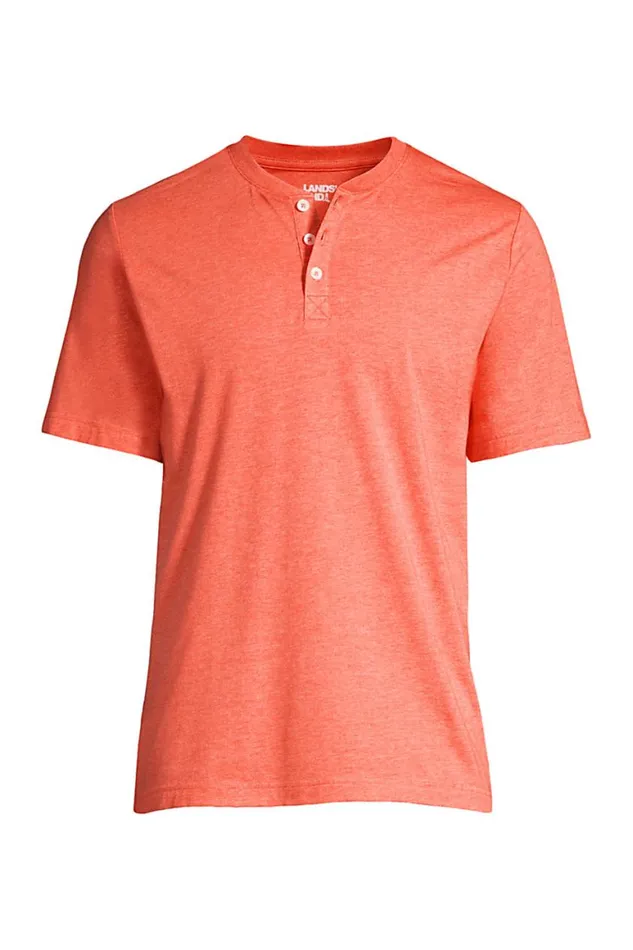 Lands039 End Pajamas and Robes Men Comfort Knit Short Sleeve Henley Pajama Shirt Crimson Space Dye