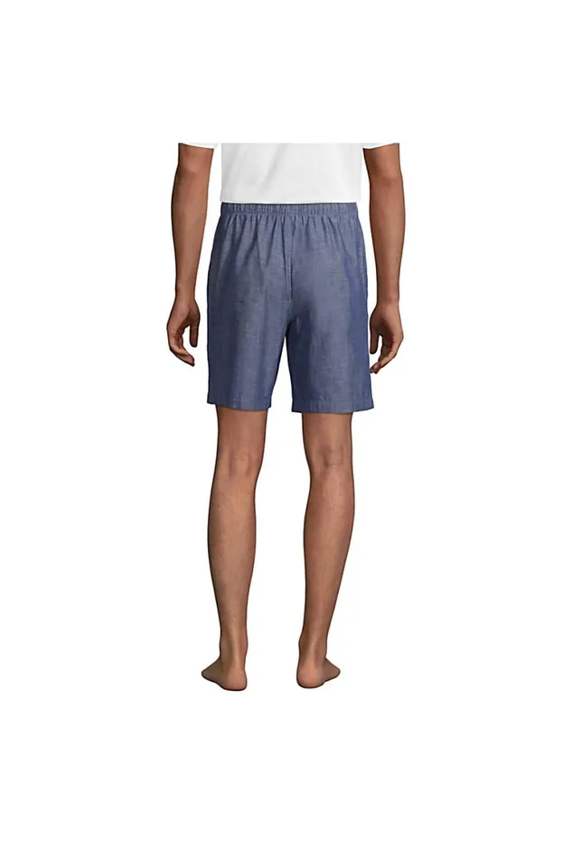 Lands039 End Pajamas and Robes Men Poplin Pajama Shorts Medium Indigo Chambray