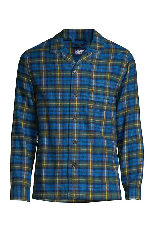 Lands039 End Pajamas and Robes Men Tall Flannel Pajama Shirt Royal Cobalt Plaid Lands039 End Pajamas and Robes Men Tall Flannel Pajama Shirt Royal Cobalt Plaid