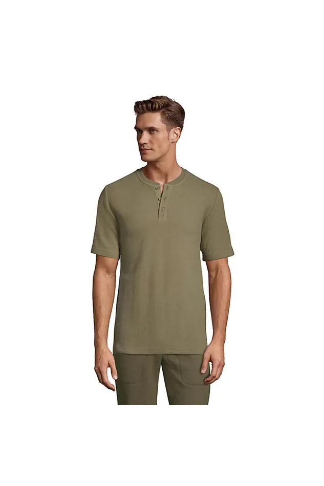 Lands039 End Pajamas and Robes Men Waffle Short Sleeve Pajama Henley Forest Moss Lands039 End Pajamas and Robes Men Waffle Short Sleeve Pajama Henley Forest Moss