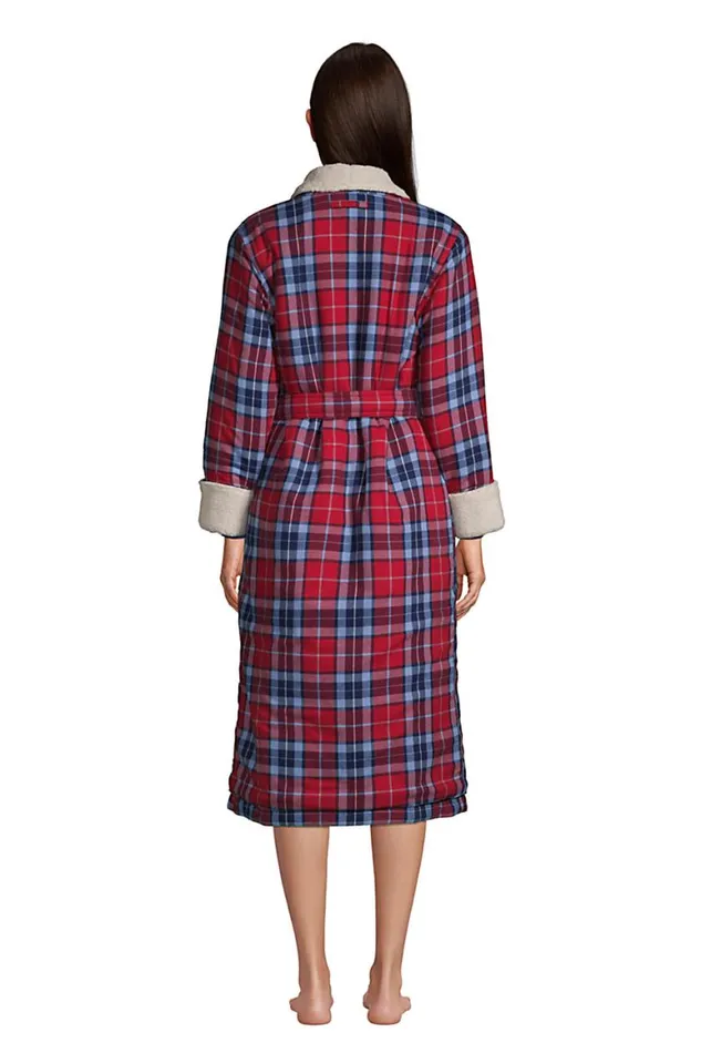 Lands039 End Pajamas and Robes Women Flannel Sherpa Fleece Lined Long Robe Rich Red Multi Plaid Lands039 End Pajamas and Robes Women Flannel Sherpa Fleece Lined Long Robe Rich Red Multi Plaid