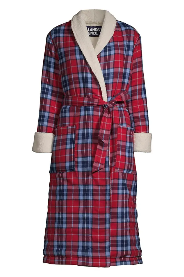 Lands039 End Pajamas and Robes Women Flannel Sherpa Fleece Lined Long Robe Rich Red Multi Plaid Lands039 End Pajamas and Robes Women Flannel Sherpa Fleece Lined Long Robe Rich Red Multi Plaid